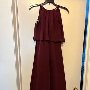 FLOUNCED CRINKLE CHIFFON JUNIOR BRIDESMAID DRESS,WINE, size 12